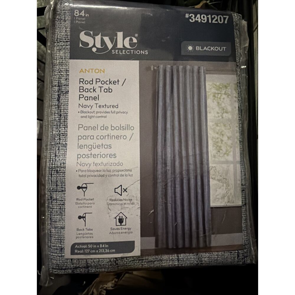 Style Selections Anton Blackout Navy Textured | 50x84in | #3491207